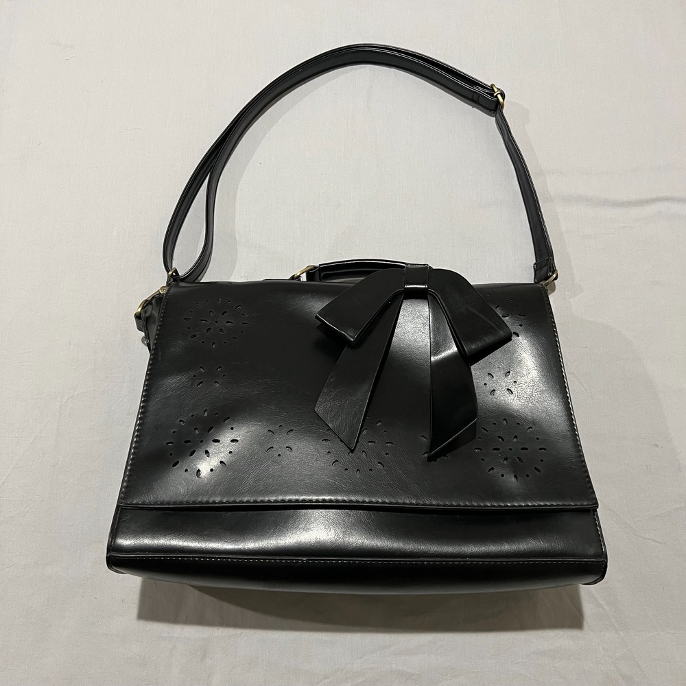 Ecosusi Women Black Bow Shoulder Crossbody Satchel Messenger Laptop Briefcase
